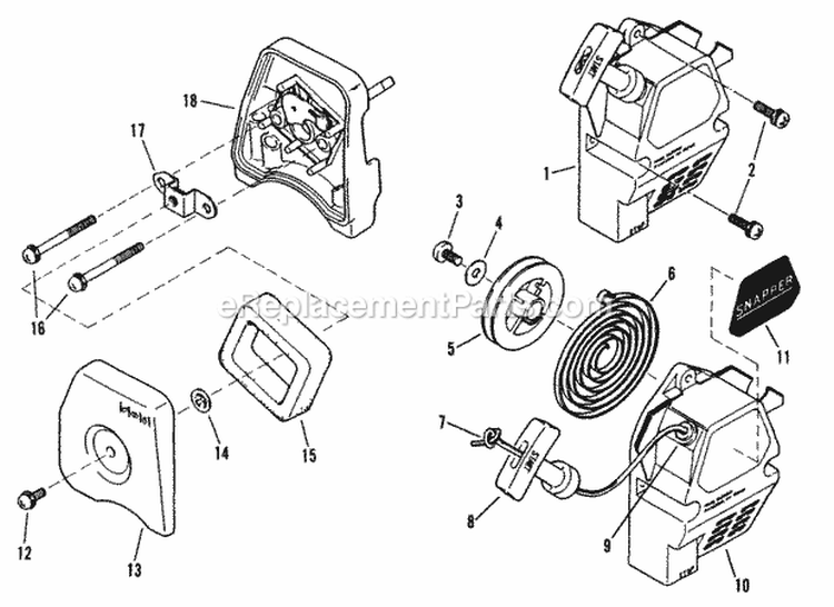 Rt2151 Recoil Starter Diagram and Parts List for RT2151  Snapper Trimmer