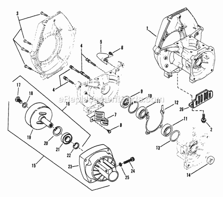 Rt4151 Crankcase Assembly Diagram and Parts List for RT4151  Snapper Trimmer