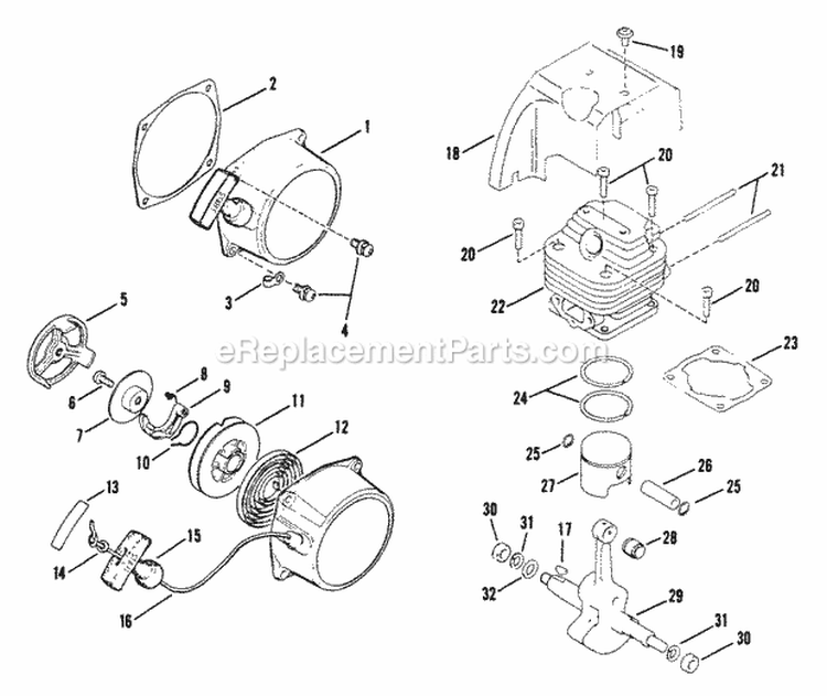 Rt4151 Recoil Starter AssmY Diagram and Parts List for RT4151  Snapper Trimmer
