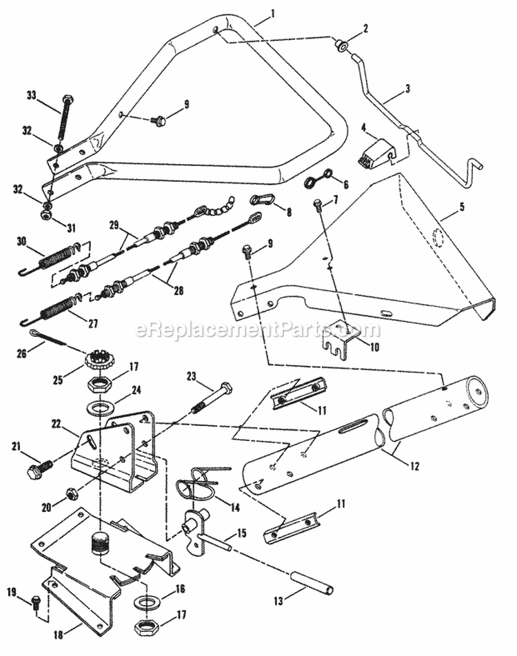Handle  Controls Diagram and Parts List for R5002B 85220 Snapper Tiller