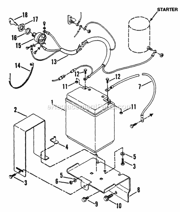 Electric Start Components Diagram and Parts List for R8002BE 85230 Snapper Tiller