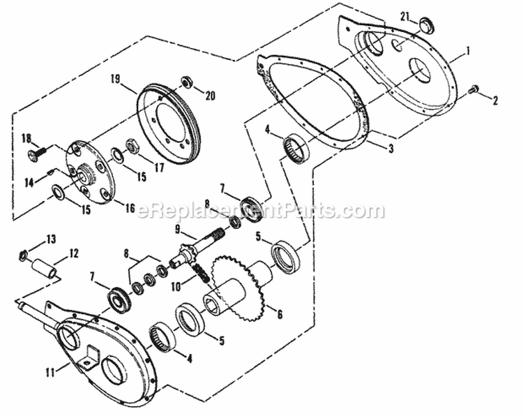 Primary Chain Case Diagram and Parts List for RT5X 85027 Snapper Tiller