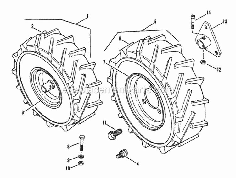 Wheels Tires Rims Diagram and Parts List for RT5X 85027 Snapper Tiller