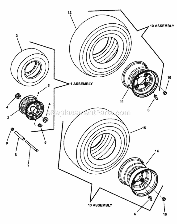 Wheel Group Diagram and Parts List for RZT20421BVE2 7800152 Snapper Lawn Tractor