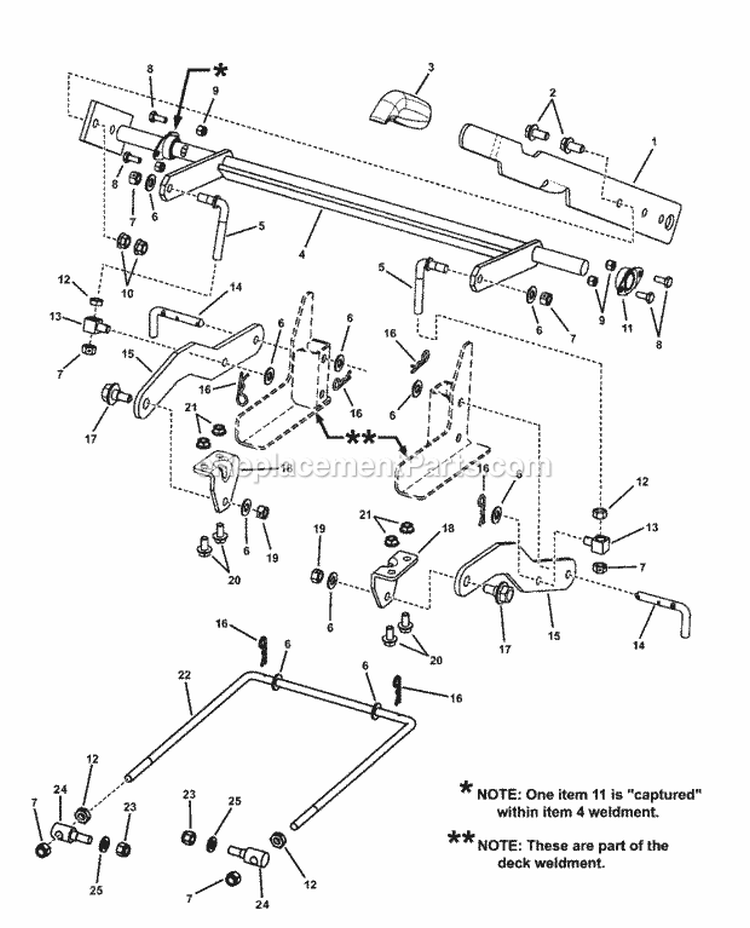 Deck Lift Group (3842) Diagram and Parts List for RZT20421BVE2 7800152 Snapper Lawn Tractor