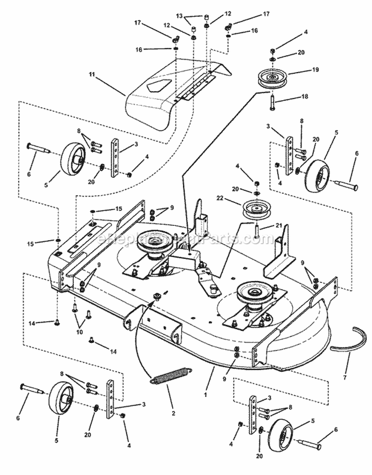 42 Deck Group (Final Assembly) Diagram and Parts List for RZT20421BVE2 7800152 Snapper Lawn Tractor