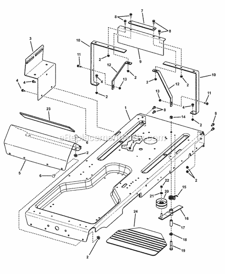 Frame Group Diagram and Parts List for RZT20421BVE2 7800152 Snapper Lawn Tractor