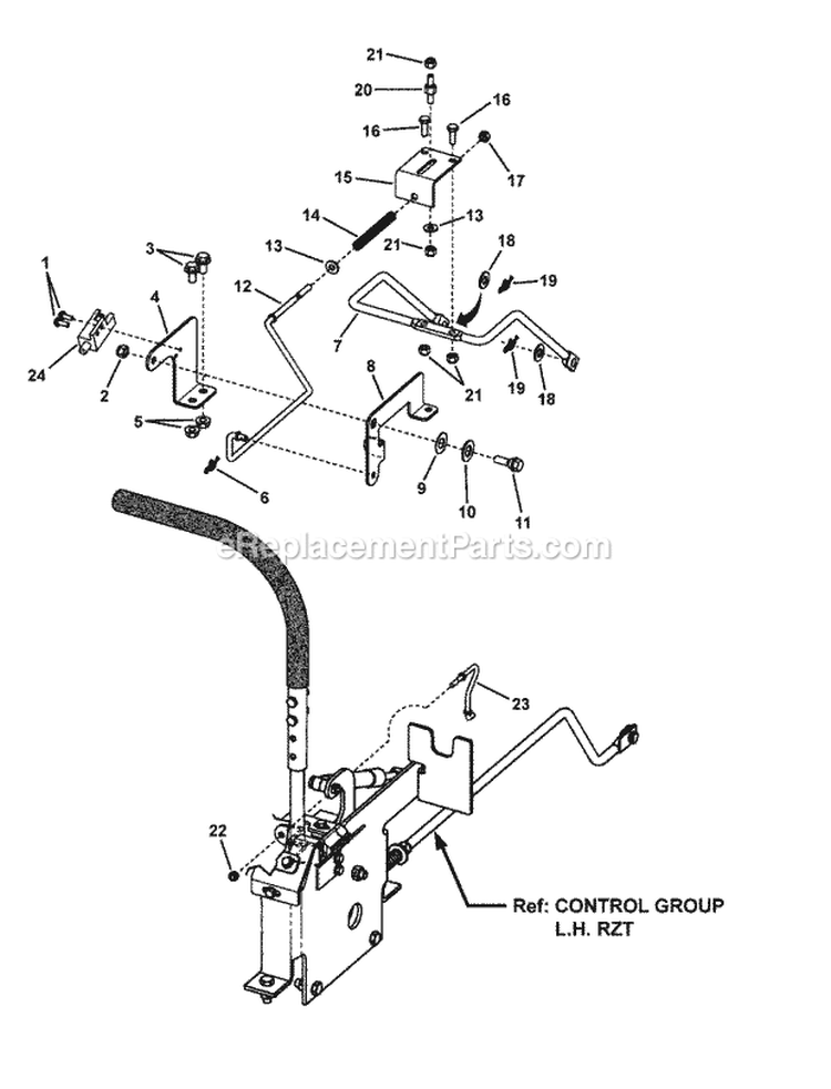 Park Brake Group Diagram and Parts List for RZT20421BVE2 7800152 Snapper Lawn Tractor