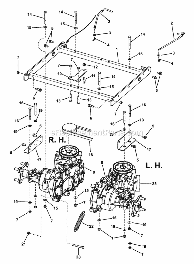 Transaxle Group Diagram and Parts List for RZT20421BVE2 7800152 Snapper Lawn Tractor