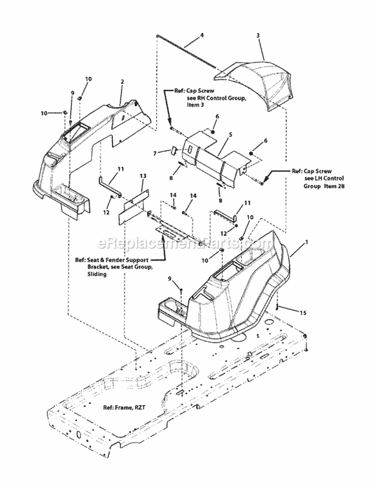 Fender Group Diagram and Parts List for RZT21420 7800795 Snapper Lawn Tractor