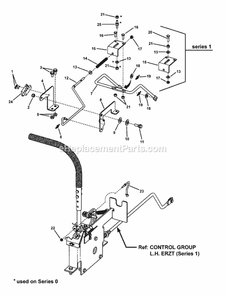 Park Brake Group Diagram and Parts List for ERZT185440BVE 7800072 Snapper Lawn Tractor