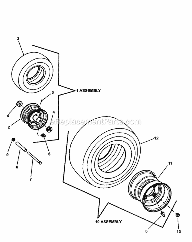 Wheel Group Diagram and Parts List for ERZT185440BVE 7800072 Snapper Lawn Tractor