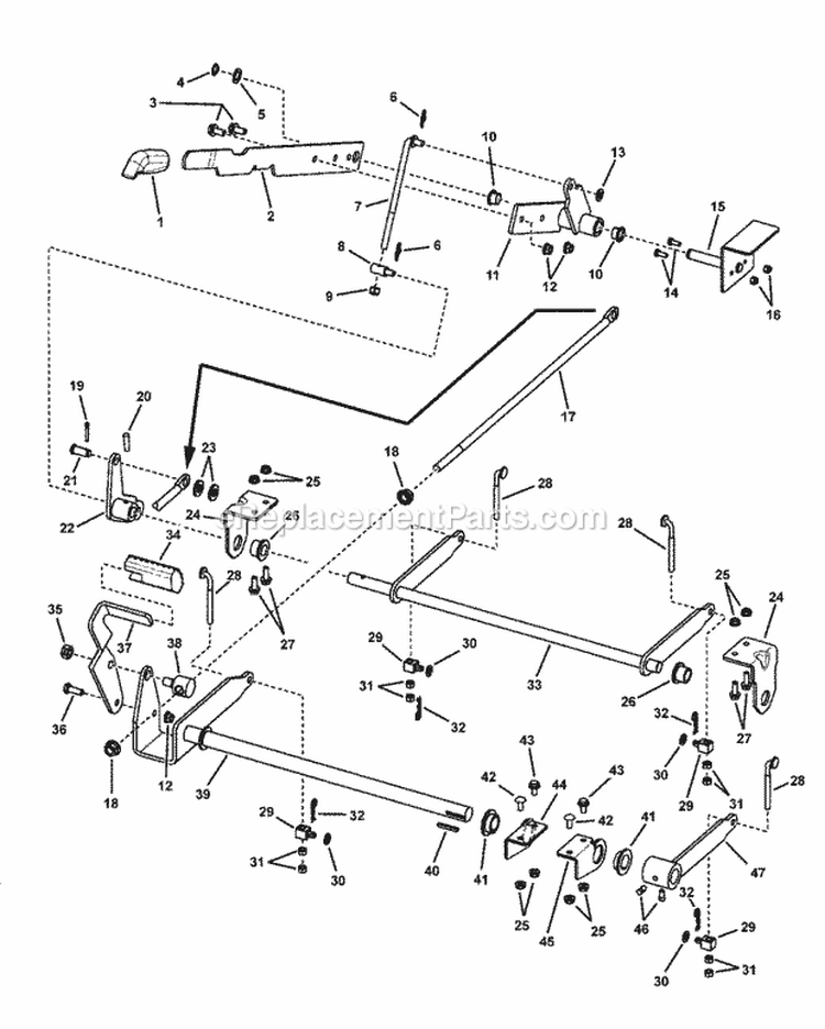 Deck Lift Group (4450) Diagram and Parts List for ERZT185440BVE 7800072 Snapper Lawn Tractor