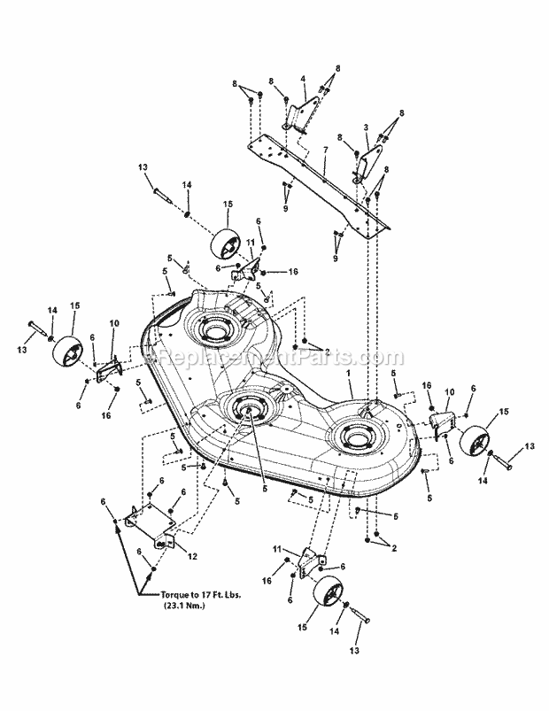 52-In_Deck_Housing_Assembly Diagram and Parts List for RZT26520  Snapper Lawn Mower