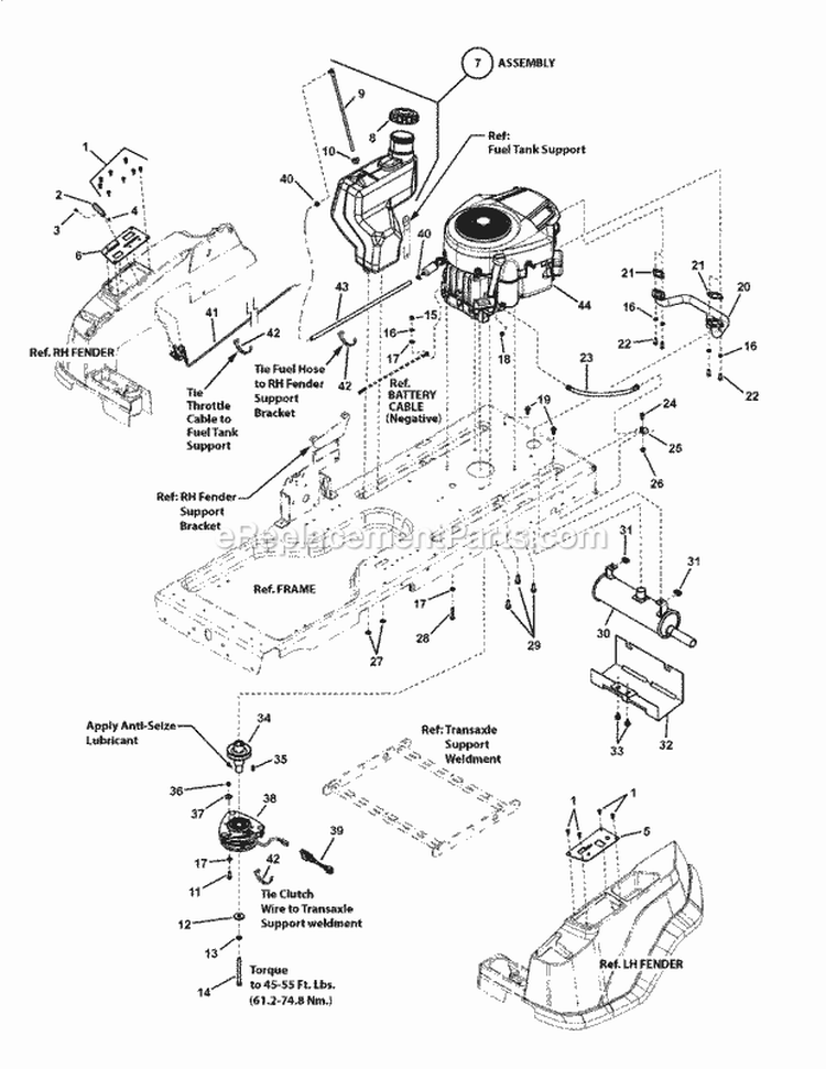 Engine  Fuel Tank Group Diagram and Parts List for RZT27460 7800578 Snapper Lawn Tractor