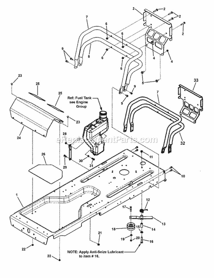 Frame Assembly  Rear Bumper Group Diagram and Parts List for RZT27460 7800578 Snapper Lawn Tractor