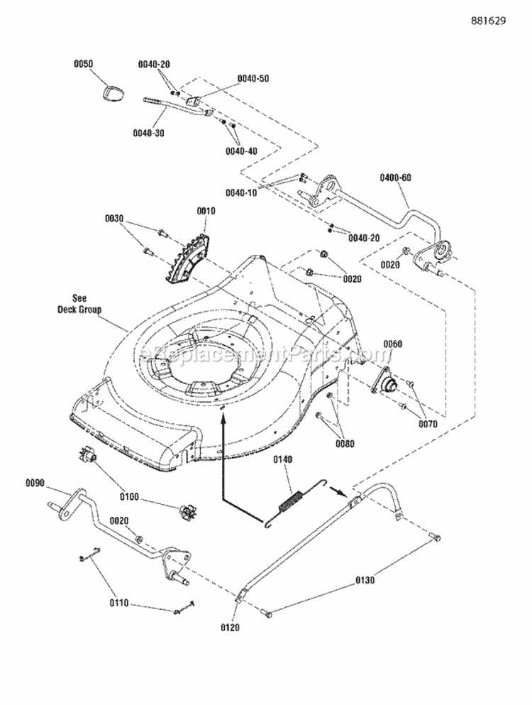 Height-Of-Cut Group Sl Push Diagram and Parts List for S19550EX  Snapper Lawn Mower