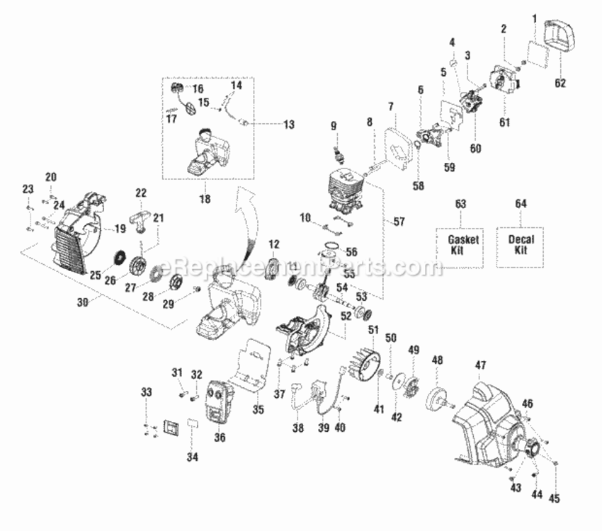 Engine_Group Diagram and Parts List for S28BC 7800958-00 Snapper Trimmer