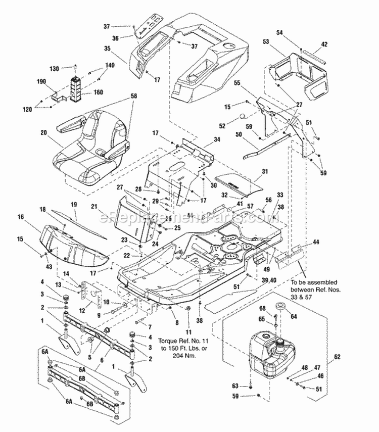 Frame Body Seat  Fuel Group - Evap Compliant (7502281) Diagram and Parts List for SC18330 7800762 Snapper Lawn Tractor