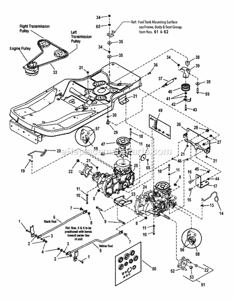 Transmission Group (7501730) Diagram and Parts List for CSC2142 7800393 Snapper Lawn Tractor