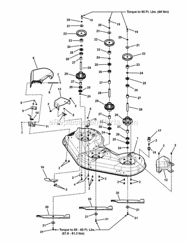 52 Mower Deck - Housing  Arbor Group Diagram and Parts List for SC26520 7800630 Snapper Lawn Tractor
