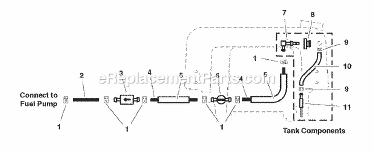 Fuel Supply Hose  Tank Replacement Parts Group Diagram and Parts List for SFH13320KW  Snapper Lawn Mower