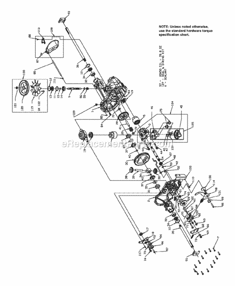 Transaxle Assembly - Service Parts Diagram and Parts List for SFH13320KW  Snapper Lawn Mower