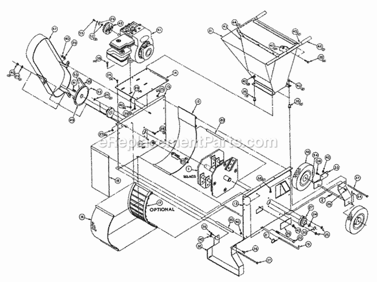 General Assembly Diagram and Parts List for SG5000  Snapper Chipper Shredder