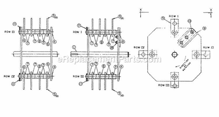 Rotor Weldment  Chipper Knife Diagram and Parts List for SG5000  Snapper Chipper Shredder