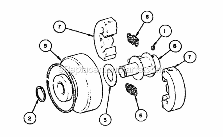 Clutch - 1 Bore - 8 Hp Engines (Early Models) Diagram and Parts List for SG8000  Snapper Chipper Shredder