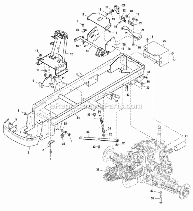Frame  Transmission Group Diagram and Parts List for ESGT27540D 2690633 Snapper Lawn Tractor