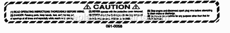 Caution Decal Diagram and Parts List for SLB514H  Snapper Leaf Blower / Vacuum