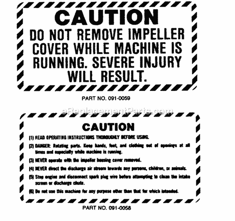 Decals Diagram and Parts List for SLB514 80517 Snapper Leaf Blower / Vacuum