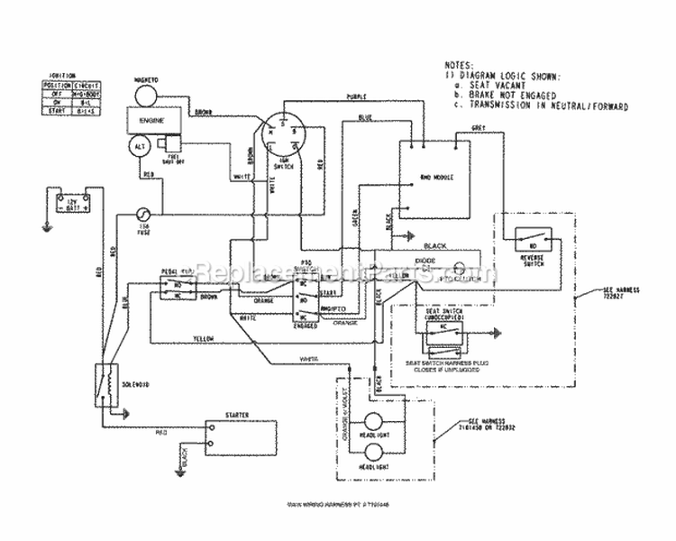 Wiring Schematic Diagram and Parts List for ESLT23460AWS 7800545E Snapper Lawn Tractor
