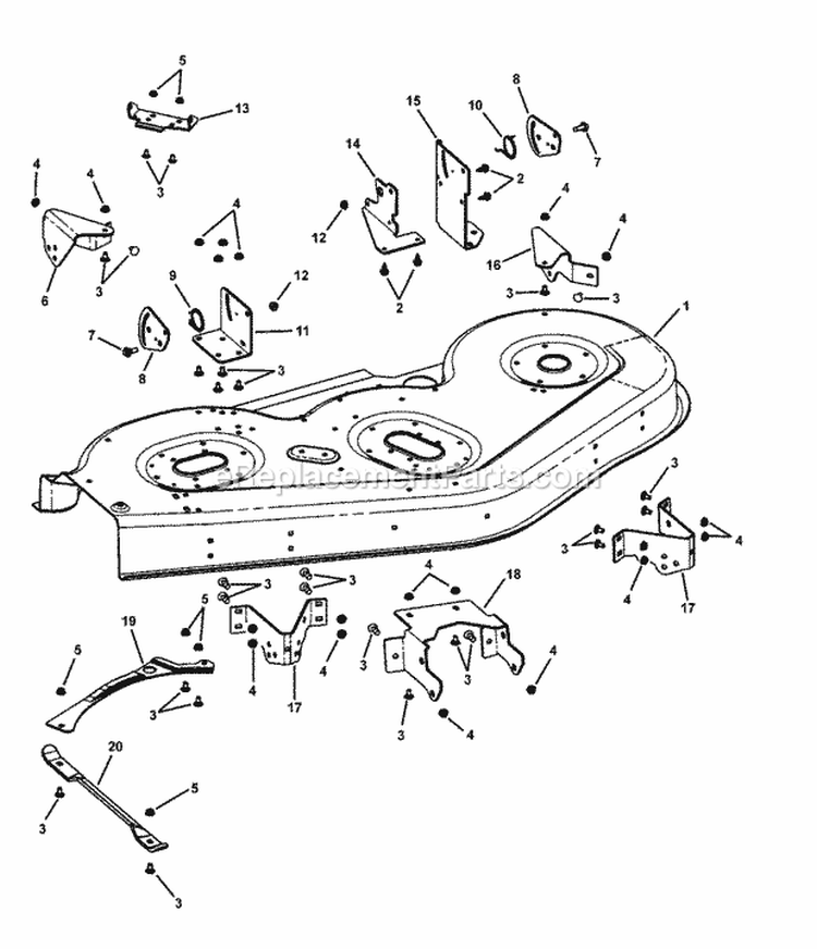 52 Mower Housing Assembly Diagram and Parts List for SLT24520FC 7800318 Snapper Lawn Tractor