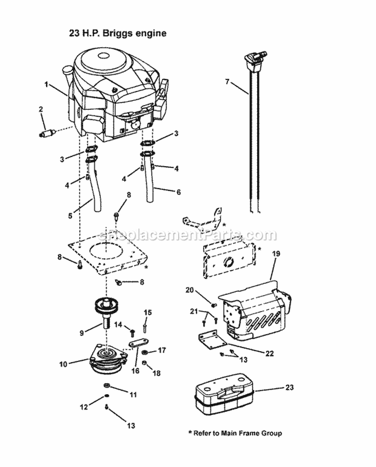 Engine Group Diagram and Parts List for SLT24520FC 7800318 Snapper Lawn Tractor