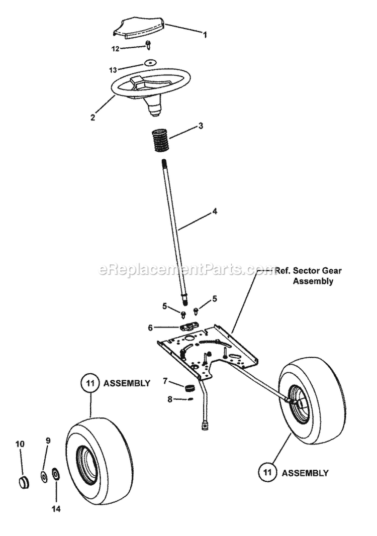 Steering Group Diagram and Parts List for CSLT23460 7800344 Snapper Lawn Tractor