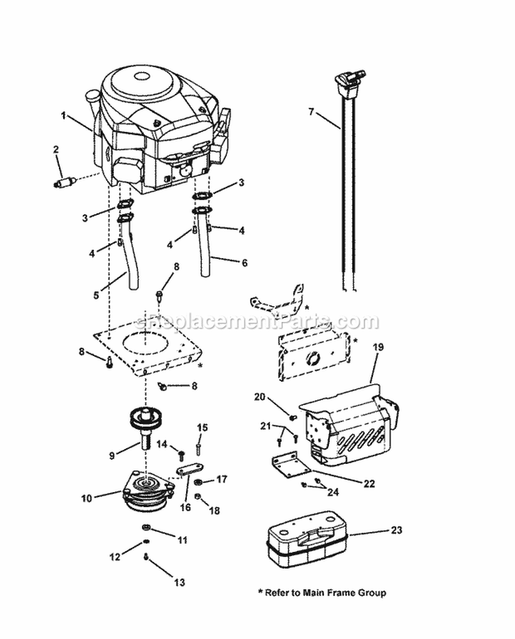 Engine Group Diagram and Parts List for CSLT23460 7800344 Snapper Lawn Tractor