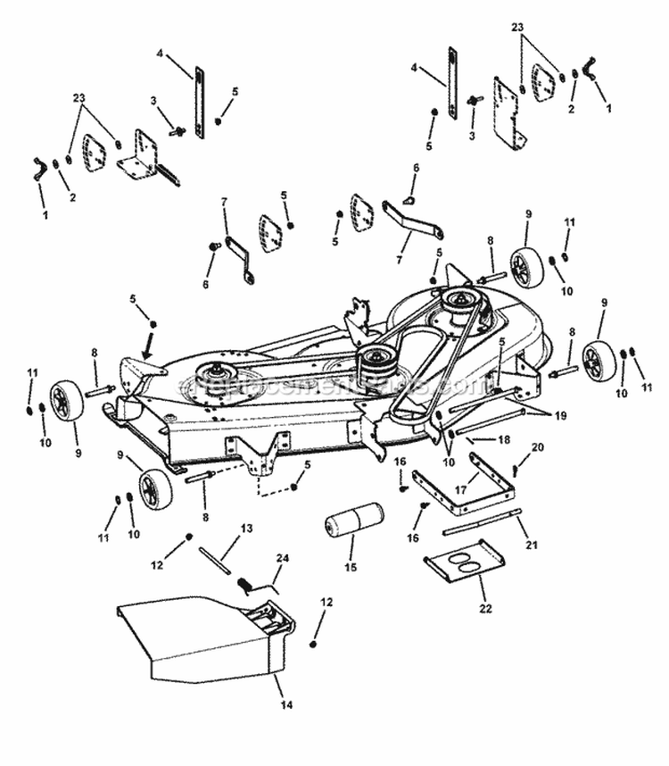 52 Deck Housing Suspension Assembly Diagram and Parts List for CSLT24520 7800345 Snapper Lawn Tractor