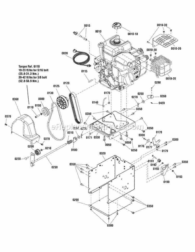Engine Group - 115Tp 145Tp  165Tp Diagram and Parts List for H1226E  Snapper Snow Blower
