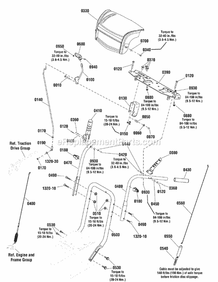 Handles  Controls Group - Manual Diagram and Parts List for SNL824R  Snapper Snow Blower