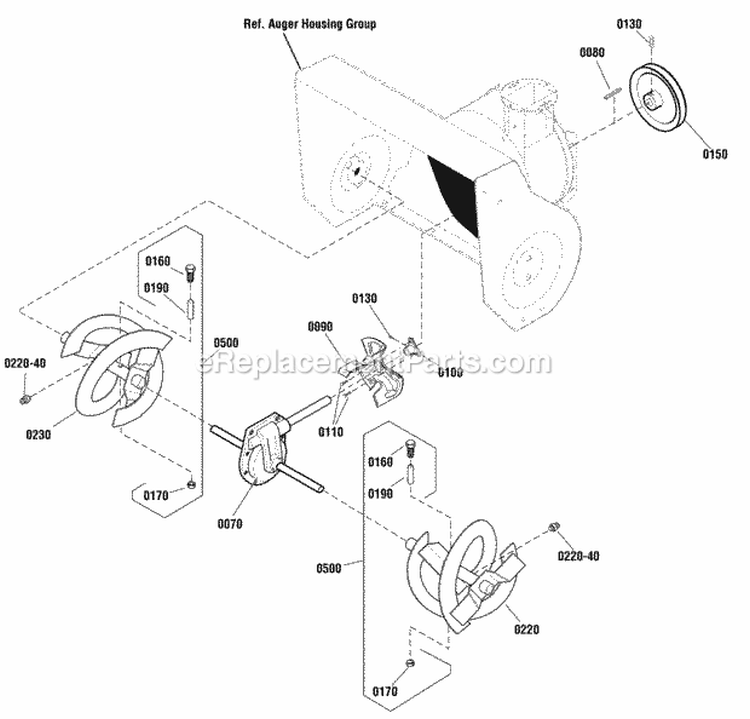 Auger Drive Group Diagram and Parts List for SNM924E  Snapper Snow Blower