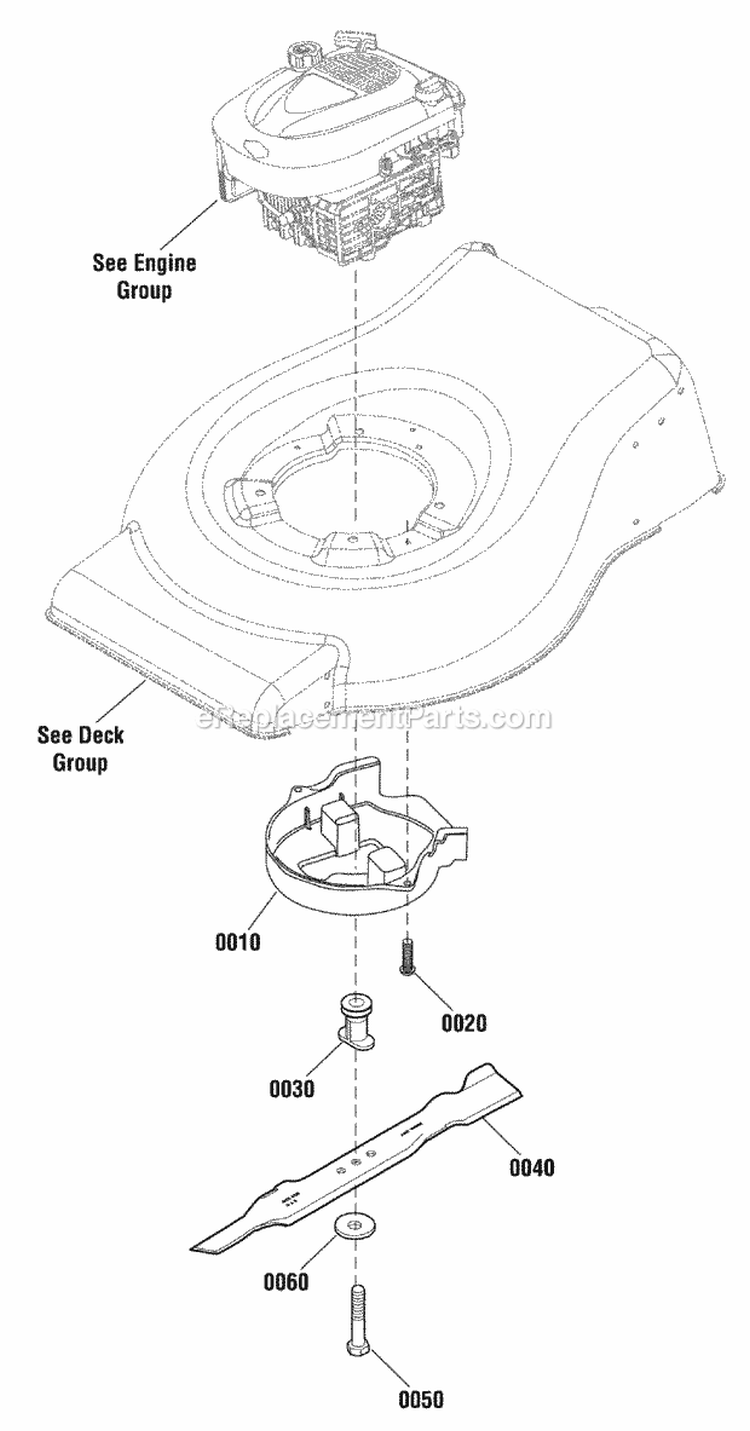 Blade Group Diagram and Parts List for SP19550EX  Snapper Lawn Mower