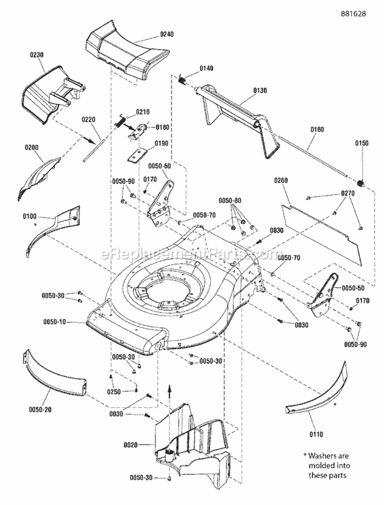 Housing Assembly Group 19 Slsd Diagram and Parts List for SP19550EX  Snapper Lawn Mower