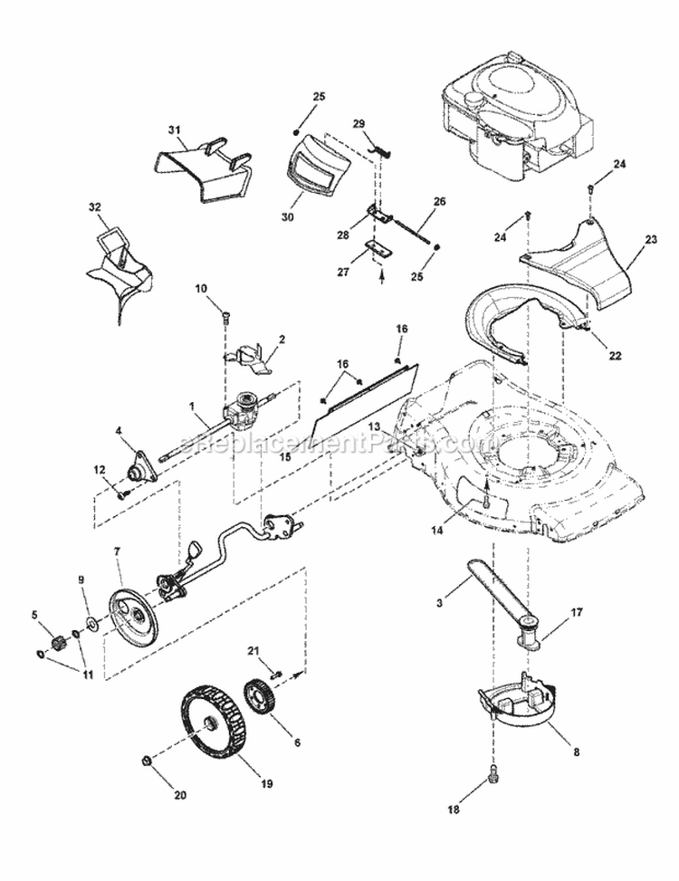 Drive Group Diagram and Parts List for S19550FC  Snapper Lawn Mower