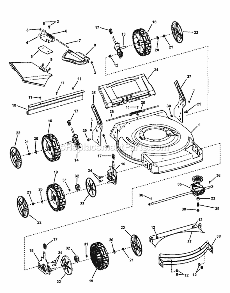 Deck Assembly (Self-Propelled) Diagram and Parts List for SP2265FC 7800263 Snapper Lawn Mower
