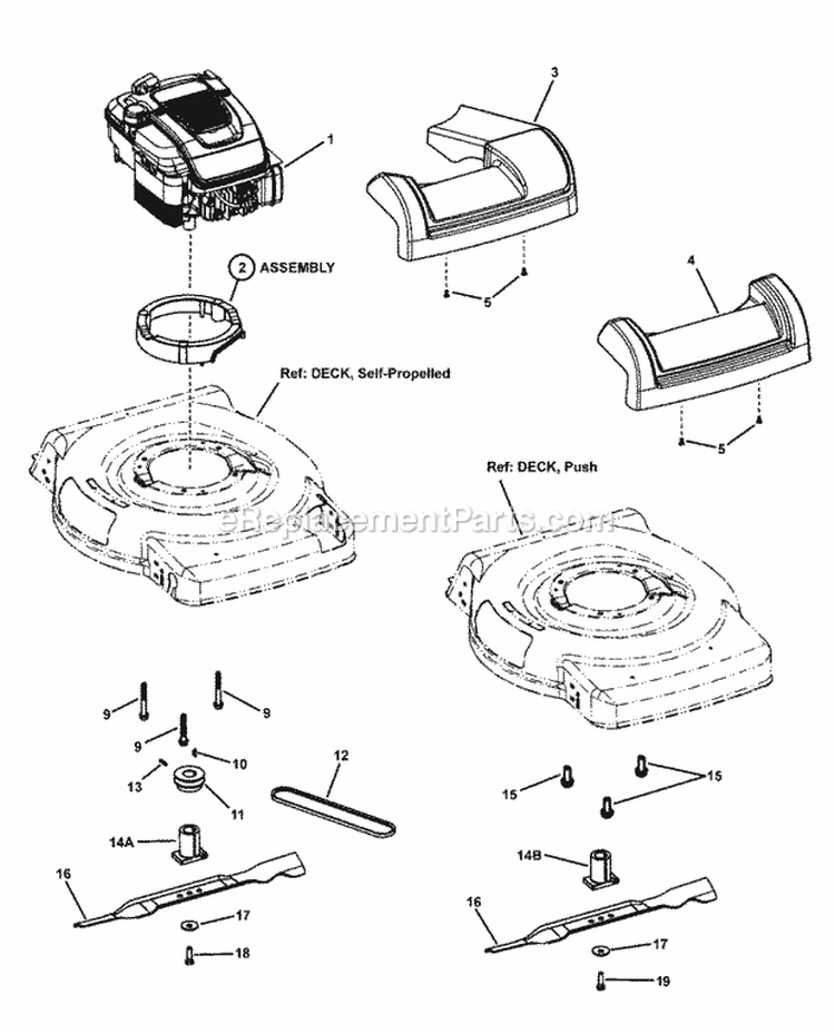 Engine Blade  Front Cover Diagram and Parts List for S2265FC 7800262 Snapper Lawn Mower