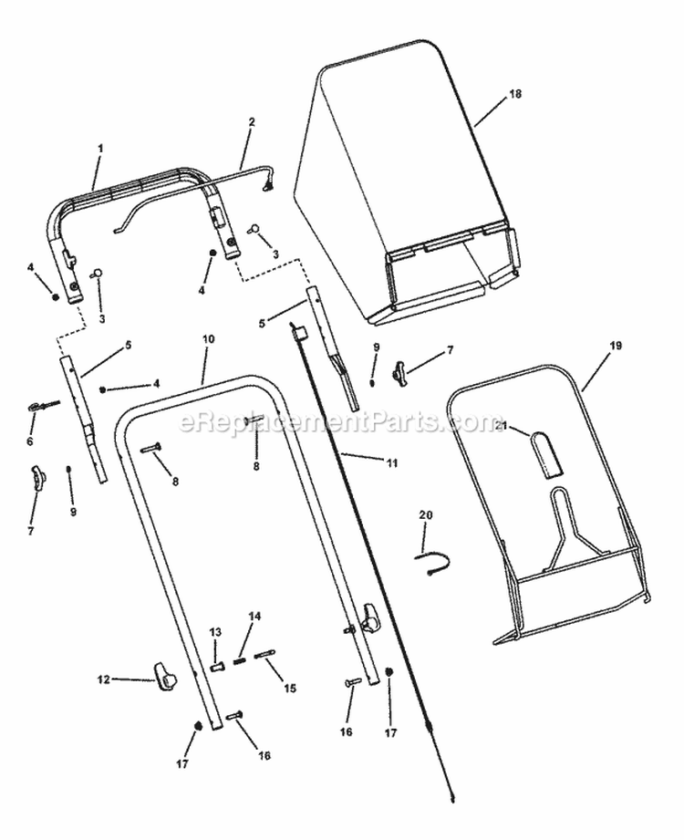 Handles  Controls (Push) Diagram and Parts List for S2265FC 7800262 Snapper Lawn Mower