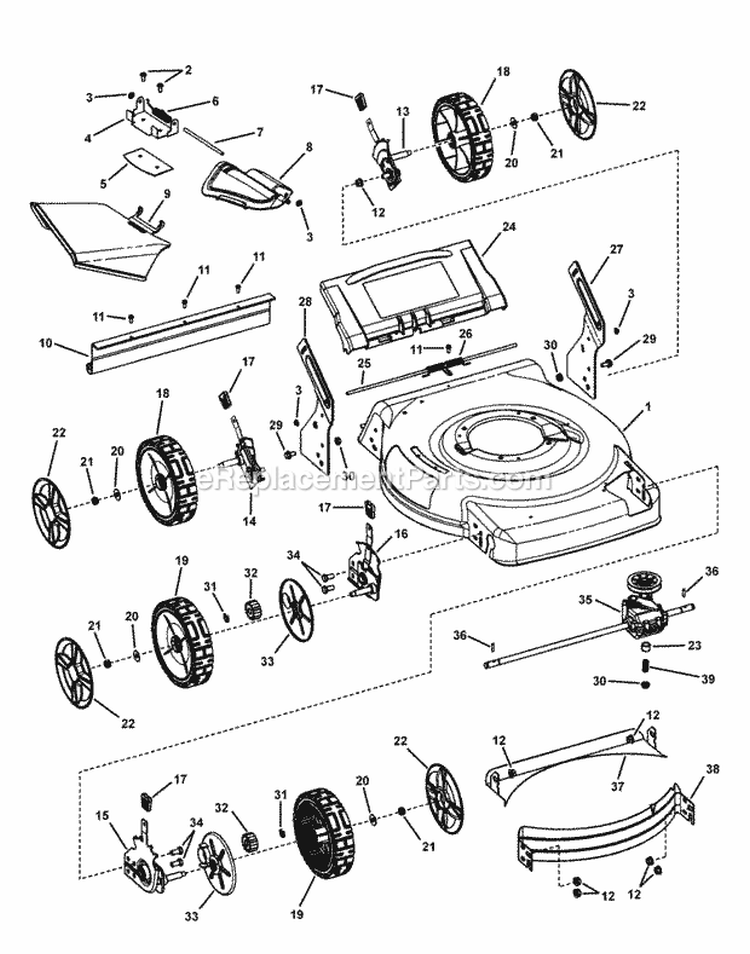 Deck Assemby (Self-Propelled) Diagram and Parts List for NSP22675 7800608 Snapper Lawn Mower