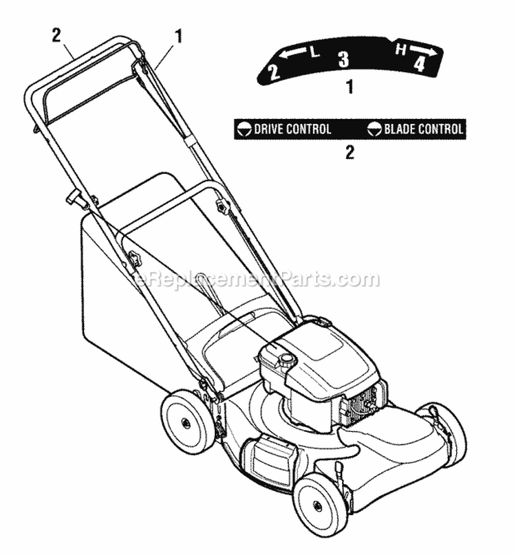 Decals Group Diagram and Parts List for SP70  Snapper Lawn Mower